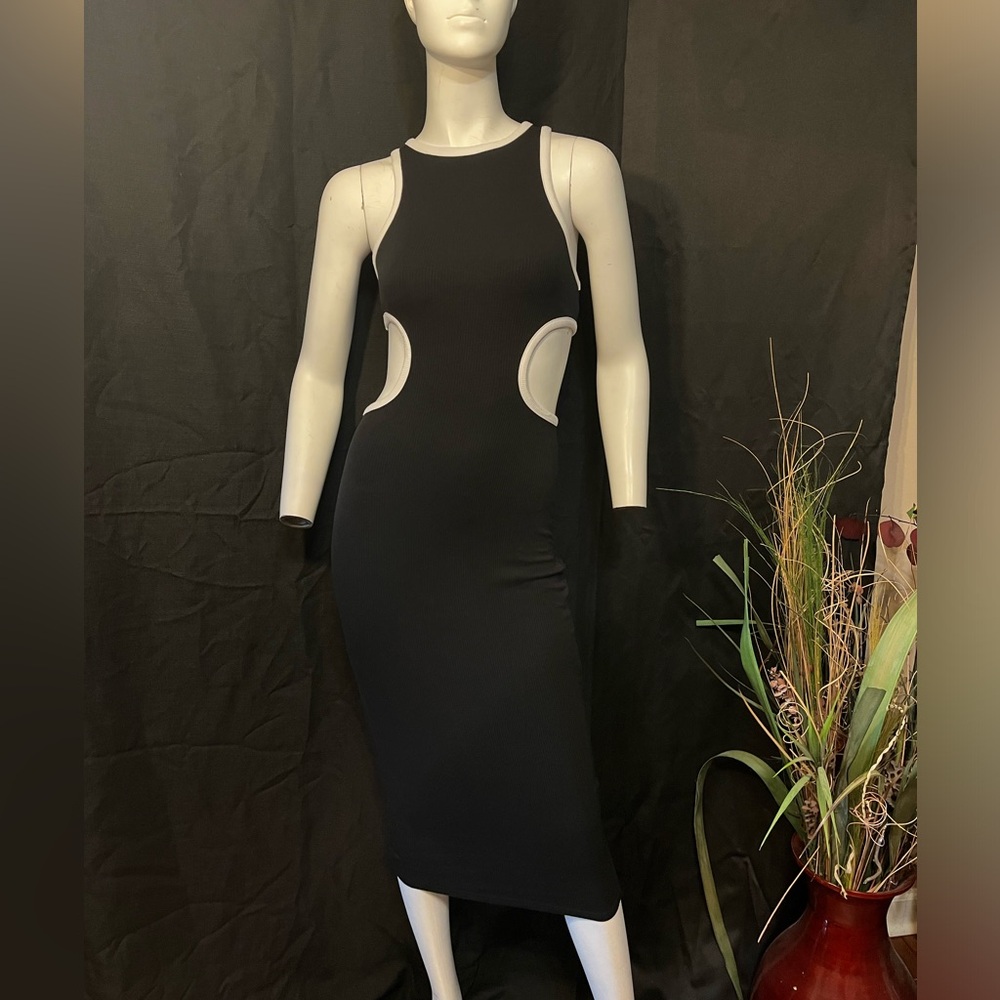 Summer Sexy Knited Bodycon Maxi Dress Sleeveless Backless Hollow Women's Long S